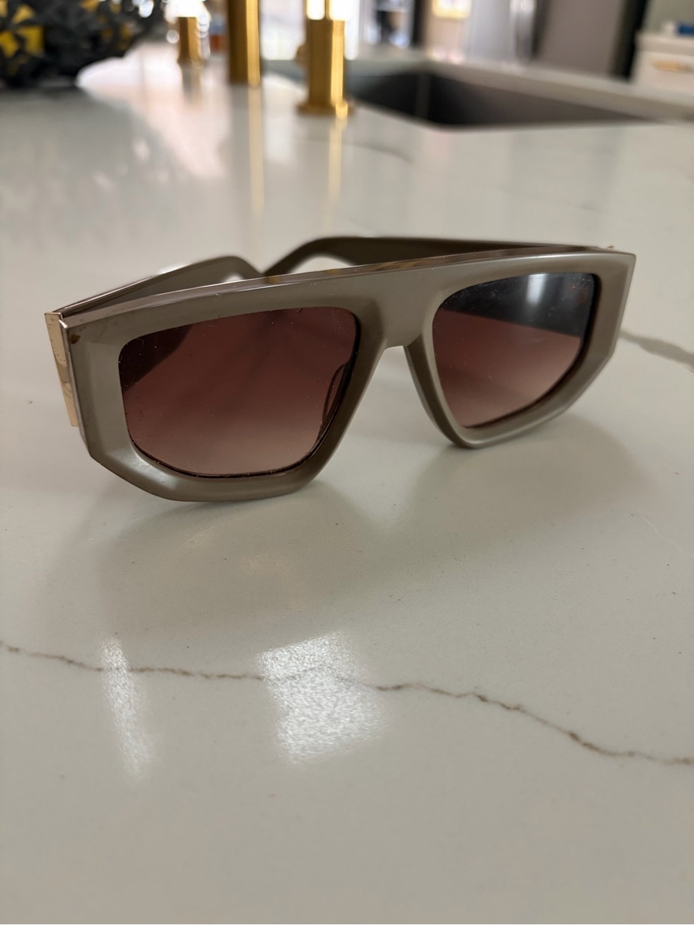 DEZI Taupe and gold Frame Sunglasses with Brown Gradient Lenses